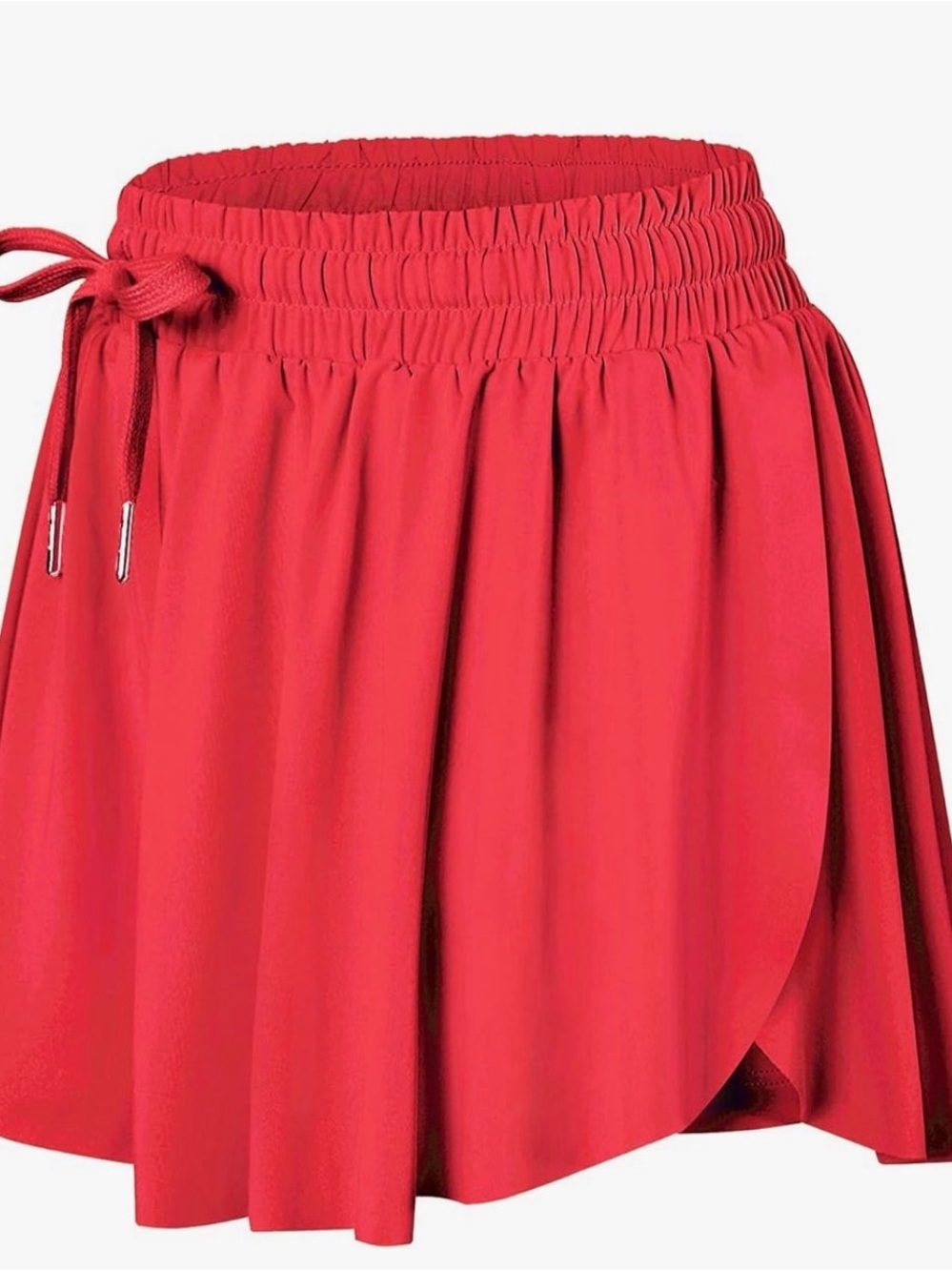 Women's Red Elastic Waist Drawstring Shorts